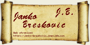 Janko Brešković vizit kartica